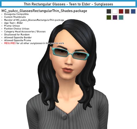 sims 4 rectangle glasses cc